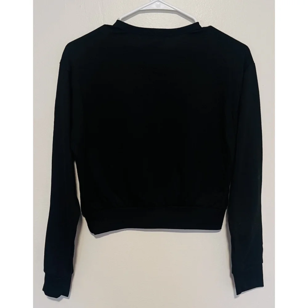 Howdy Western Cropped Sweatshirt Top Women’s Medium Black Country Rodeo Cowgirl - Picture 2 of 4